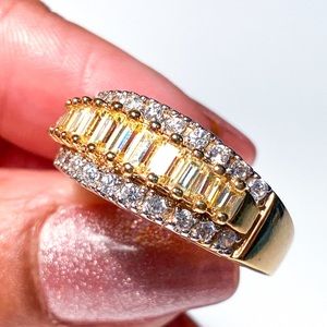 HSN Absolute 925 Gold Vermeil Plated Ring w/ Yellow Baguette & White Zirconias